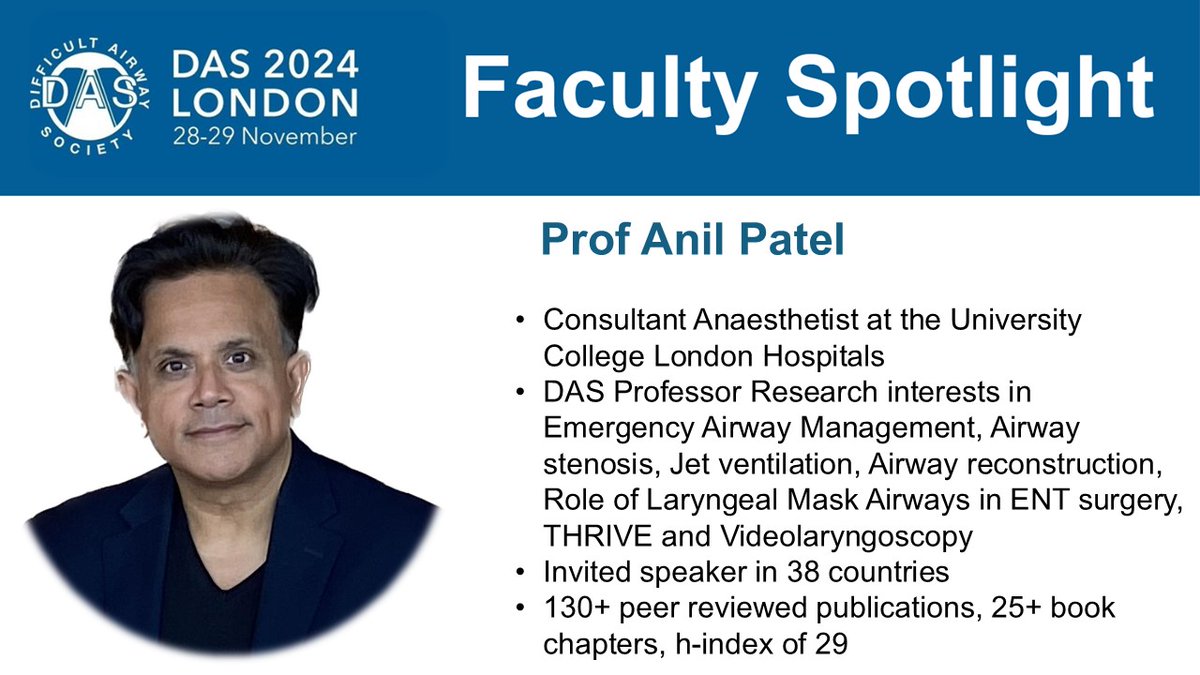 DAS Events (@das_2024) on Twitter photo 🎙️ Faculty Spotlight
#DAS2024
<a href="/ProfEllenO/">Ellen O’Sullivan @ProEllenO.bsky.social</a> and Prof Anil Patel will join us at <a href="/dasairway/">Difficult Airway Society (DAS)</a>
ASM London on 28-29th November
Full programme and registration here:
das2024.co.uk
Hurry, only limited spaces left!
@dastrainees <a href="/DASRegistry/">DAS Difficult Airway Registry</a> 🎙️ Faculty Spotlight
#DAS2024
<a href="/ProfEllenO/">Ellen O’Sullivan @ProEllenO.bsky.social</a> and Prof Anil Patel will join us at <a href="/dasairway/">Difficult Airway Society (DAS)</a>
ASM London on 28-29th November
Full programme and registration here:
das2024.co.uk
Hurry, only limited spaces left!
@dastrainees <a href="/DASRegistry/">DAS Difficult Airway Registry</a>