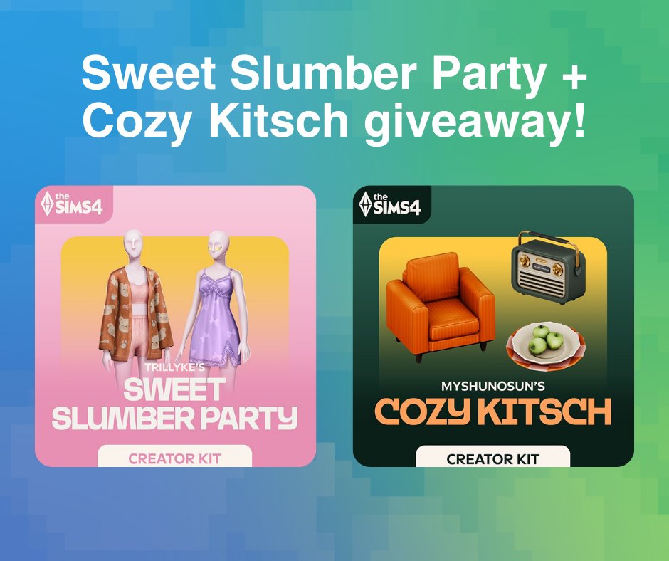 Sims ANZ ๐ (@sims_anz) on Twitter photo Sul sul, Simmers! 
We've got 5 Sweet Slumber Party + Cozy Kitsch code bundles to give away, thanks to EA Australia 
TO ENTER: 
๐งธfollow us
๐ปlike + retweet 
AUSTRALIA AND NEW ZEALAND ONLY | ends NOV 20 Sul sul, Simmers! 
We've got 5 Sweet Slumber Party + Cozy Kitsch code bundles to give away, thanks to EA Australia 
TO ENTER: 
๐งธfollow us
๐ปlike + retweet 
AUSTRALIA AND NEW ZEALAND ONLY | ends NOV 20