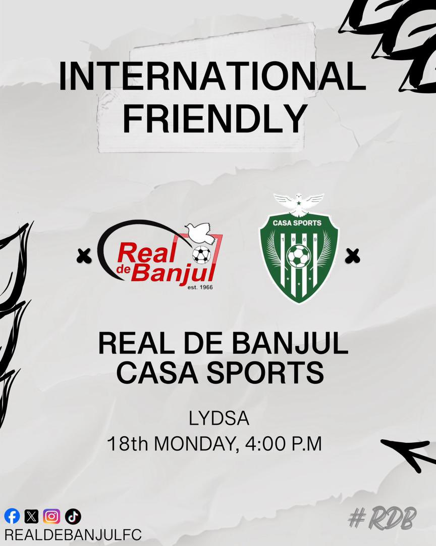 RealDeBanjulFC's tweet image. EXCLUSIVE: The City Boys will host Casa Sports at LYDSA 🔥💪🏽!

Ebrima Jatta and his charges will be upping the ante by welcoming the Casamance giants in an International Club Friendly. See y’all Whites at the fortress, on Monday 🤗!

#rdb #casasports #internationalclubfriendly