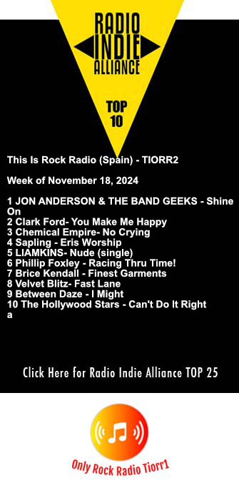 www.onlyrockradio.com (@only_rock_radio) on Twitter photo Top 10 onlyrockradio.com/tiorr2 next week:
TIORR2
1 JON ANDERSON & THE BAND GEEKS <a href="/TheJonAnderson/">Jon Anderson</a> - Shine On
2 Clark Ford <a href="/CffordFord/">Clark Ford</a> - You make me happy
3 Chemical Empire <a href="/ChemicalEmpire_/">Chemical Empire</a> - No Crying
4 Sapling - Eris Worship
5 LIAMKINS - Nude (single)
6 Phillip Foxley Top 10 onlyrockradio.com/tiorr2 next week:
TIORR2
1 JON ANDERSON & THE BAND GEEKS <a href="/TheJonAnderson/">Jon Anderson</a> - Shine On
2 Clark Ford <a href="/CffordFord/">Clark Ford</a> - You make me happy
3 Chemical Empire <a href="/ChemicalEmpire_/">Chemical Empire</a> - No Crying
4 Sapling - Eris Worship
5 LIAMKINS - Nude (single)
6 Phillip Foxley