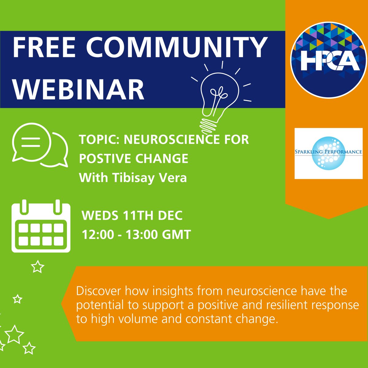 ⭐FREE HPCA Community Neuroscience for Positive Change⭐
Learn why the brain perceives change as a threat and how to transform that response into a positive experience, empowering you to lead and navigate change more effectively. RESERVE YOUR PLACE HERE: eu1.hubs.ly/H0dCYB20