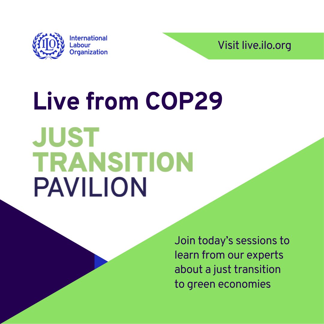 🔴 LIVE: How can social dialogue ensure fair outcomes for human mobility in a #JustTransition? Join @‌ILO and @‌EU_Social at #COP29 for this important conversation. 

Tune in here ➡️ ow.ly/883w50U3461