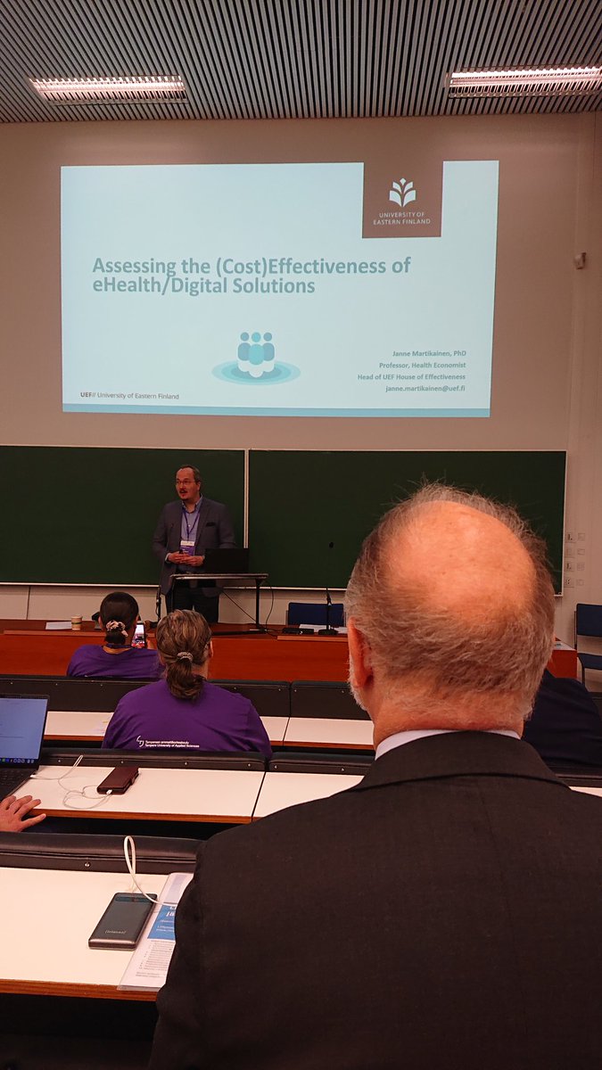 Always interesting to hear <a href="/JaMartikainen/">Janne Martikainen</a> from <a href="/UniEastFinland/">University of Eastern Finland</a> talking about (cost)effectiveness. 😊 This time in #eHealth2024 by <a href="/FSfTeHP/">Finnish eHealth Soc.</a> at @TampereUni.