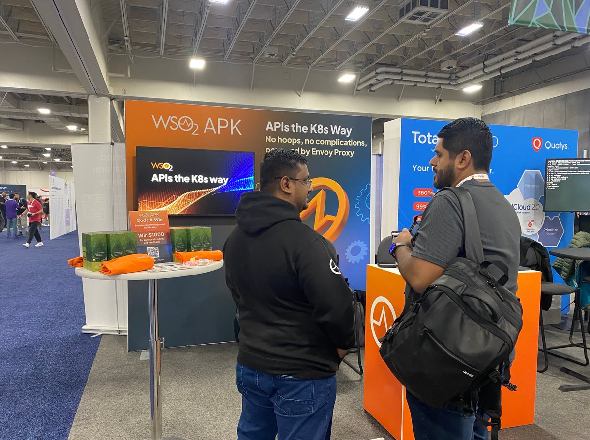 PubuduSpace's tweet photo. Another exciting day at #KubeCon!
If you haven’t stopped by yet, don’t miss us on the final day at booth R43!
Also, visit Choreo at booth R46 to learn about internal developer platforms.
#WSO2 #KubeCon #Choreo #APIManagement #InternalDeveloperPlatform #Kubernetes #CloudNative https://t.co/XJD1Y2TtkI
