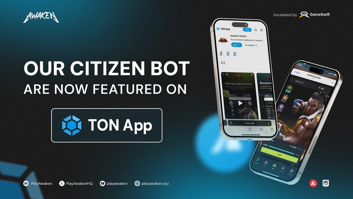 PlayAwakenHQ's tweet photo. Awaken Citizen Bot is Now on the @toncoin! 🚀

👉 With Citizen Bot, users can collect Citizen Points, complete missions, invite friends, and earn exclusive rewards.

More details: https://t.co/ZikDOA8mbB

Feel free to write some comments and upvote there to let us know what you think! 🌐