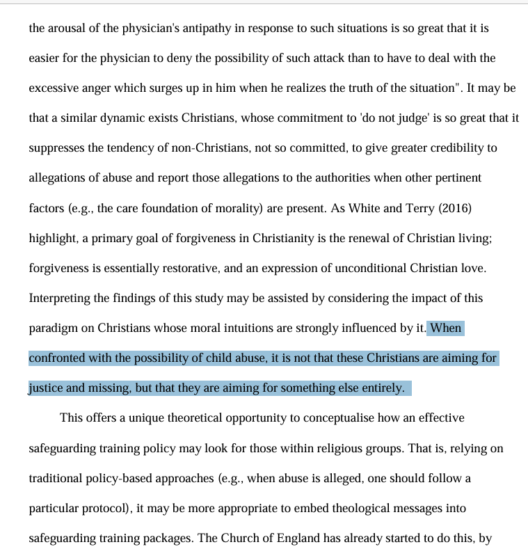 SanjeePerera1's tweet photo. "When confronted with the possibility of child abuse, it's not that these Christians are aiming for justice and missing, but that they are aiming for something else entirely."
A damning psychological interrogation of CoE (n=454+457) responses to abuse.
https://t.co/i3h0dAgM3h https://t.co/WpNPnR4mDA