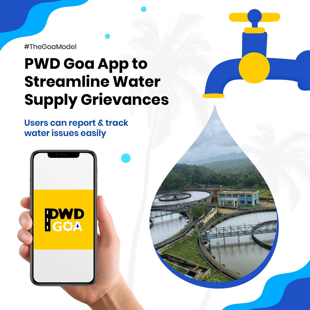 The_GoaModel's tweet photo. PWD launches the "PWD Goa" app to enhance water supply services! Now, report &amp; track issues seamlessly, ensuring timely resolutions. Transforming water management for a better Goa.

#TheGoaModel #PWDGoa #WaterSupply #GoaApp #DigitalGoa #WaterManagement #EfficientService https://t.co/or3KGAFkTP