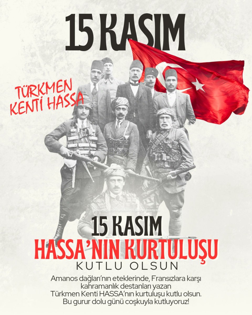 Hassa'nın Kurtuluş Günü Kutlu Olsun. 🇹🇷🇹🇷🇹🇷

#hassa #hatay #15kasım