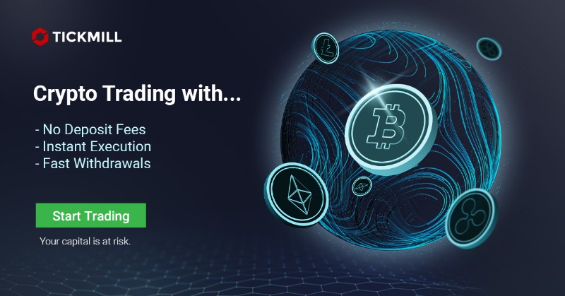 Tickmill's tweet photo. Trade Crypto at a fraction of the cost with 1:200 leverage. Zero commissions, zero swaps, and ultra-low spreads. Start trading today! Your capital is at risk. #CryptoTrading #BTC #TradeCrypto #Tickmill #TickmillCrypto #CFDTrading