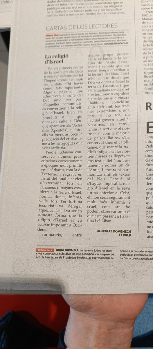 Antijudaisme clàssic i ranci per a justificar l'antisemitisme actual, vestit d'antisionisme avui a UH. Enhorabona pel combo.