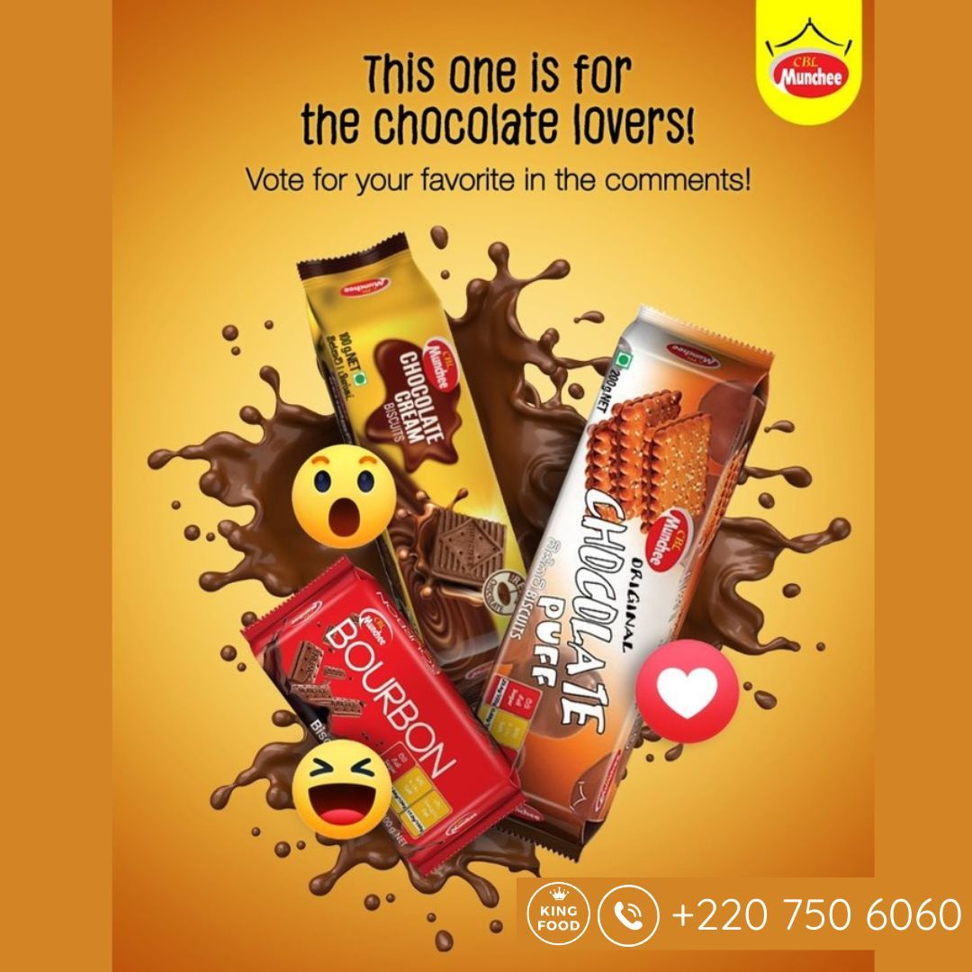 mfh_group's tweet photo. Attention chocolate lovers! What's your favorite chocolate Munchee?
#Munchee #MFHGroup #Gambia https://t.co/VZoWf5LWJw