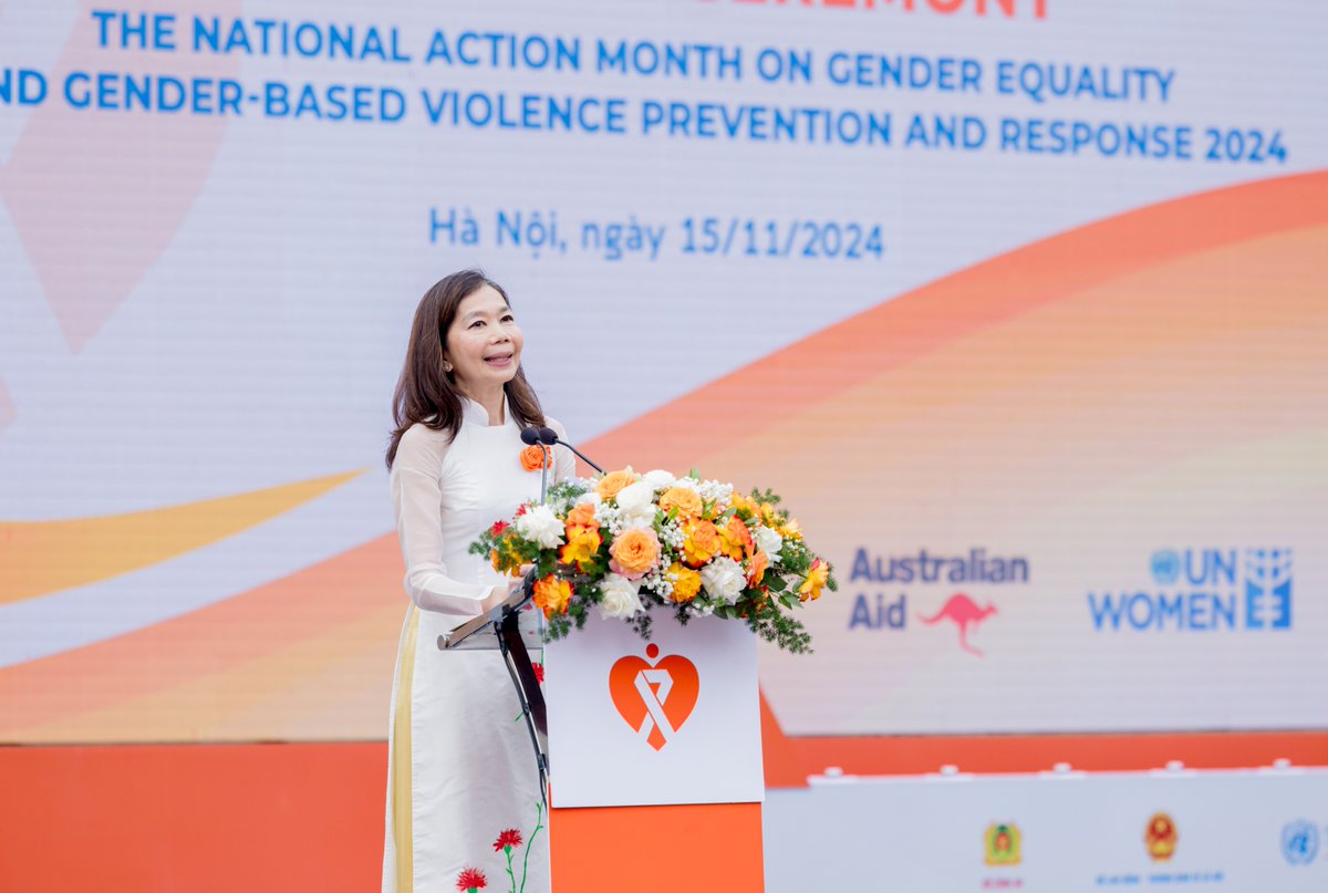unwomenvietnam's tweet photo. 🎉 Proud moment! We kicks off the 2024 National action month on #GenderEquality and #GBV prevention and response 🤝 #MOLISA #MPS. Let's join us for NAM &amp; #16DaysOfActivism across Vietnam 🇻🇳🧡 
 @KeesvanBaar @ptamesis @MattJacksonUN @finlandinhanoi @irlembvietnam @CanEmbVietnam https://t.co/zFQiJLd8bQ