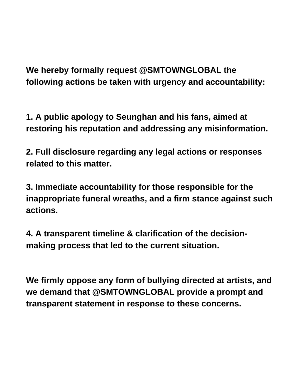 theboyfromilsan's tweet photo. Formal Request to: @SMTOWNGLOBAL 

Please address the following concerns with urgency and accountability.

#승한 #SEUNGHAN
#WEWANTSEUNGHANBACKTORIIZE https://t.co/OgUNstDRKK