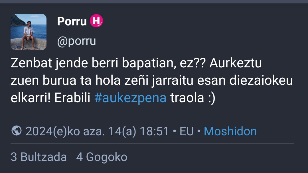 Ongi etorriak eta #Aurkezpena​k egunotan, Mastodonen.