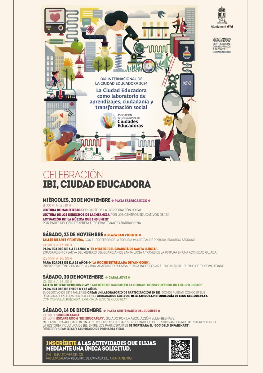 Educacionibi's tweet photo. 🌍🎉 ¡La Ciudad Educadora celebra el cambio! Ven a la Plaza Fábrica Rico el 20 de noviembre para escuchar a los más pequeños alzar su voz en los #DerechosDeLaInfancia. ¡Habrá música y diversión asegurada! 🎶👧👦 #IbiCiudadEducadora  #EducatingCityDay https://t.co/1NkJuw6GU2