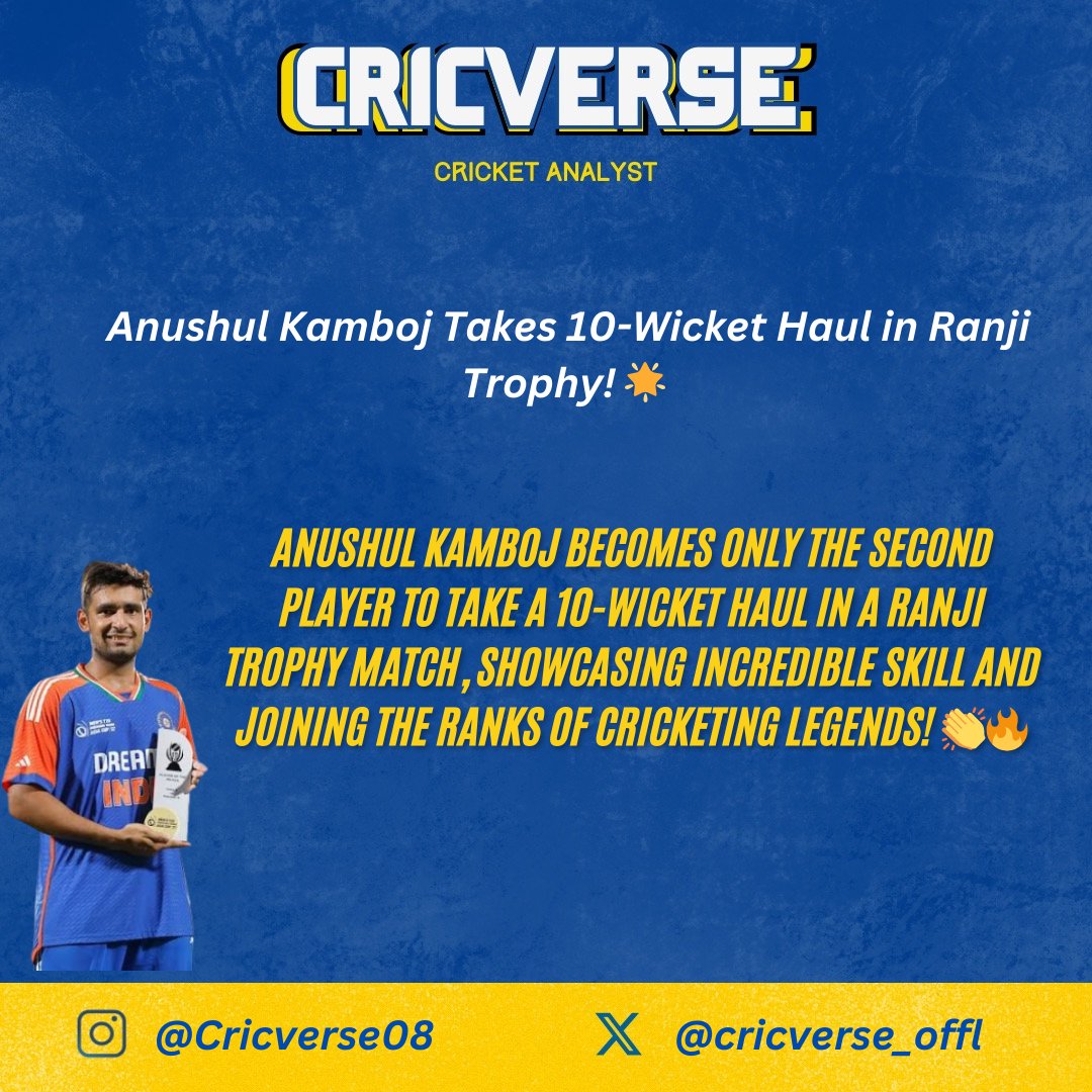 #RanjiTrophy #AnshulKamboj #MumbaiIndians #haryana #CricketUpdates #IPL #IPLAuction2025