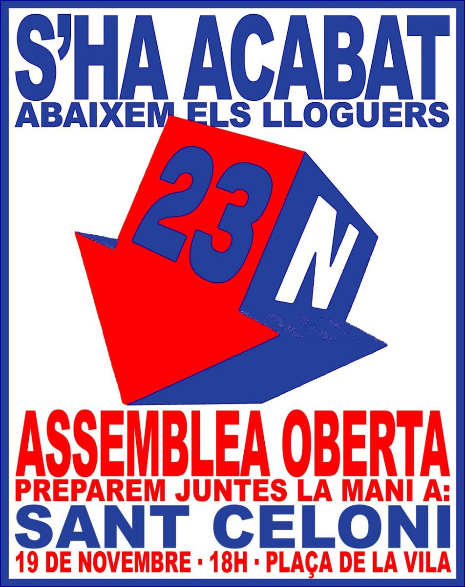 Zona de mercat residencial tensat.                                       
271 municipis... el 90% de Catalunya! 
👉 Sí, a Palau també estem tenses.
🏡Volem  polítiques d'habitatge que ENS CUIDIN JA!
🗓️ Dissabte 23 N, 17 h Manifestació a Bcna
👇19 de novembre 18H ens preparem