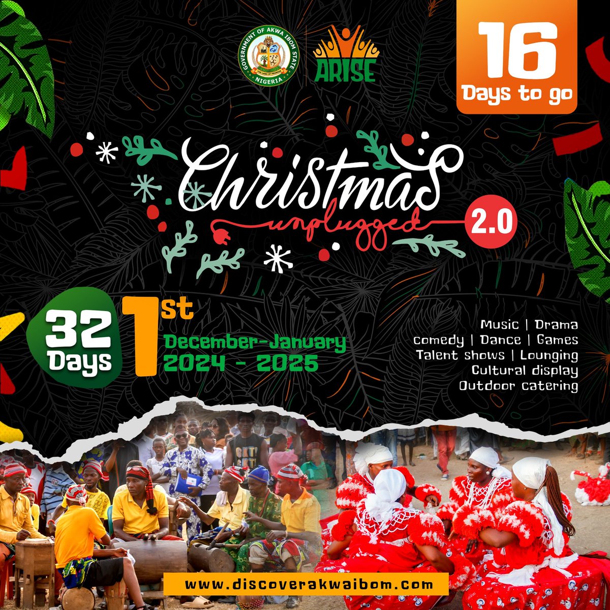 danbaward101's tweet photo. 16 Days to Go !

It's going to be an eventful 32 days of unique, colourful cultural displays from different LGAs in the state 

#DiscoverAkwaIbom
#ChristmasUnplugged
#ARISEAgenda
#AkwaIbomTourism
#mct https://t.co/lPM772FCdF