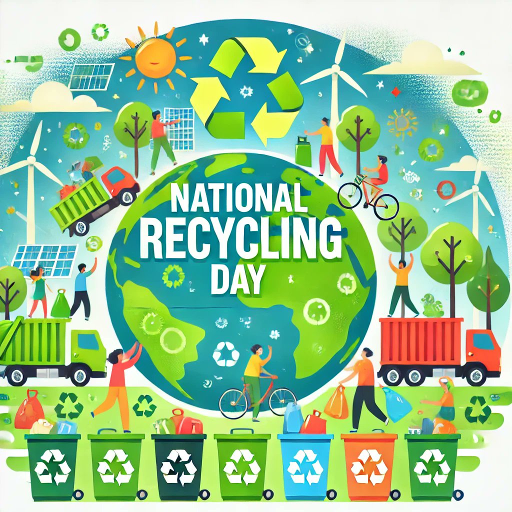 Fizzloo_'s tweet photo. Today is National Recycling Day! A small action can make a BIG impact. Sort, recycle, and repurpose—because every bottle, can, and paper counts toward a cleaner, greener future. Let’s do our part! 💚 #NationalRecyclingDay #RecycleRight https://t.co/9cFckf38Xq