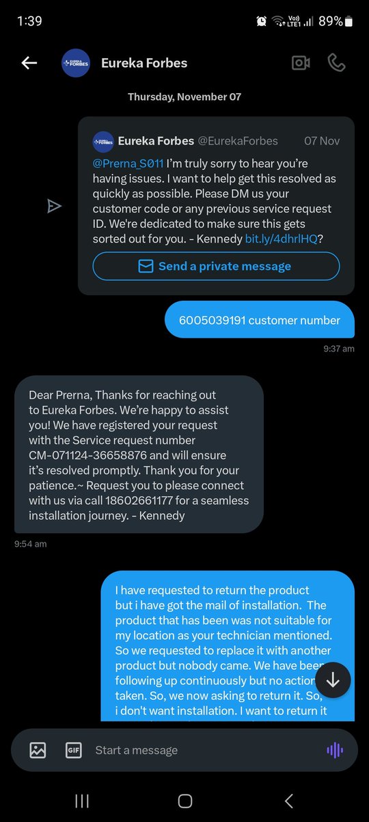 Prerna_S011's tweet photo. @Eurekaforbes @jagograhakjago never trust on big companies. They just make you fool. They are fooling us from last 25 days and its the matter of water. We are daily suffering with this. Purchasing water everyday just beacuse of @Eurekaforbes poor service. Ridiculous, Disgusting. https://t.co/nB6k1t4HWJ