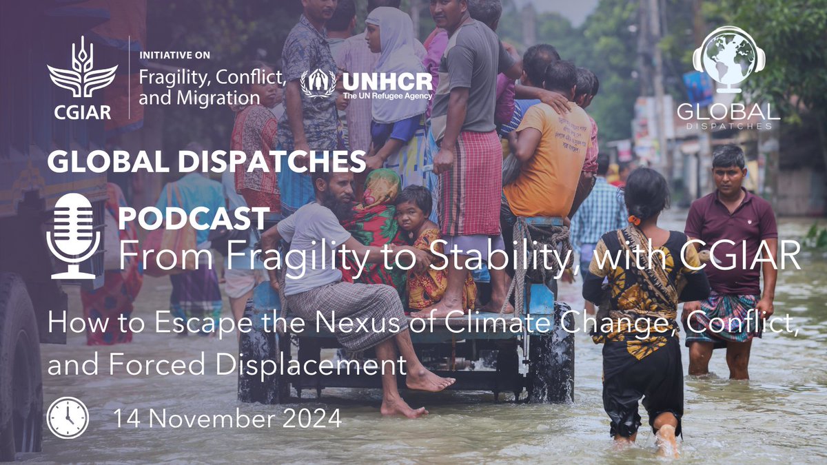 CGIAR's tweet image. 🆕 #GlobalDispatches episode!

Tune in to learn more about escaping the nexus of climate change, conflict, and forced displacement: on.cgiar.org/4fnF28I

@JanaBirner @BarthMwanza @Refugees @GRYN_NETWORK @BiovIntCIAT_eng #FCMInitiative