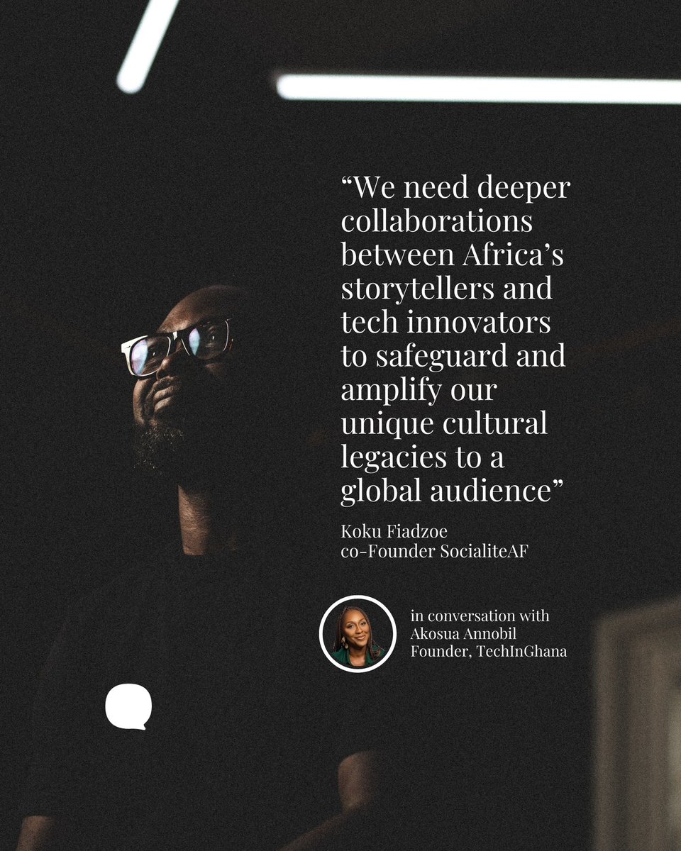 Socialite AF (@socialiteaf_) on Twitter photo "We need deeper collaborations between Africa's storytellers and tech innovators to safeguard and amplify our unique cultural legacies to a global audience"
Koku Fiadzoe <a href="/Fkoku/">Koku Fiadzoe🇬đź‡</a> , co-Founder SocialiteAF
#SocialiteAF #TechInGhana #SAFxTIG "We need deeper collaborations between Africa's storytellers and tech innovators to safeguard and amplify our unique cultural legacies to a global audience"
Koku Fiadzoe <a href="/Fkoku/">Koku Fiadzoe🇬đź‡</a> , co-Founder SocialiteAF
#SocialiteAF #TechInGhana #SAFxTIG