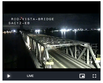 KCBSAMFMTraffic's tweet photo. #RioVistaBridge -- #Highway12 will be CLOSED all weekend for roadwork. The closure will extend from 9pm Friday to 5am Monday. Plan your detour routes by way of #Interstate80, #Highway12, #Highway160, #Highway4, or #Interstate5. (Photo: @CaltransDist3) #KCBSTraffic. https://t.co/QLl3KXW6kS