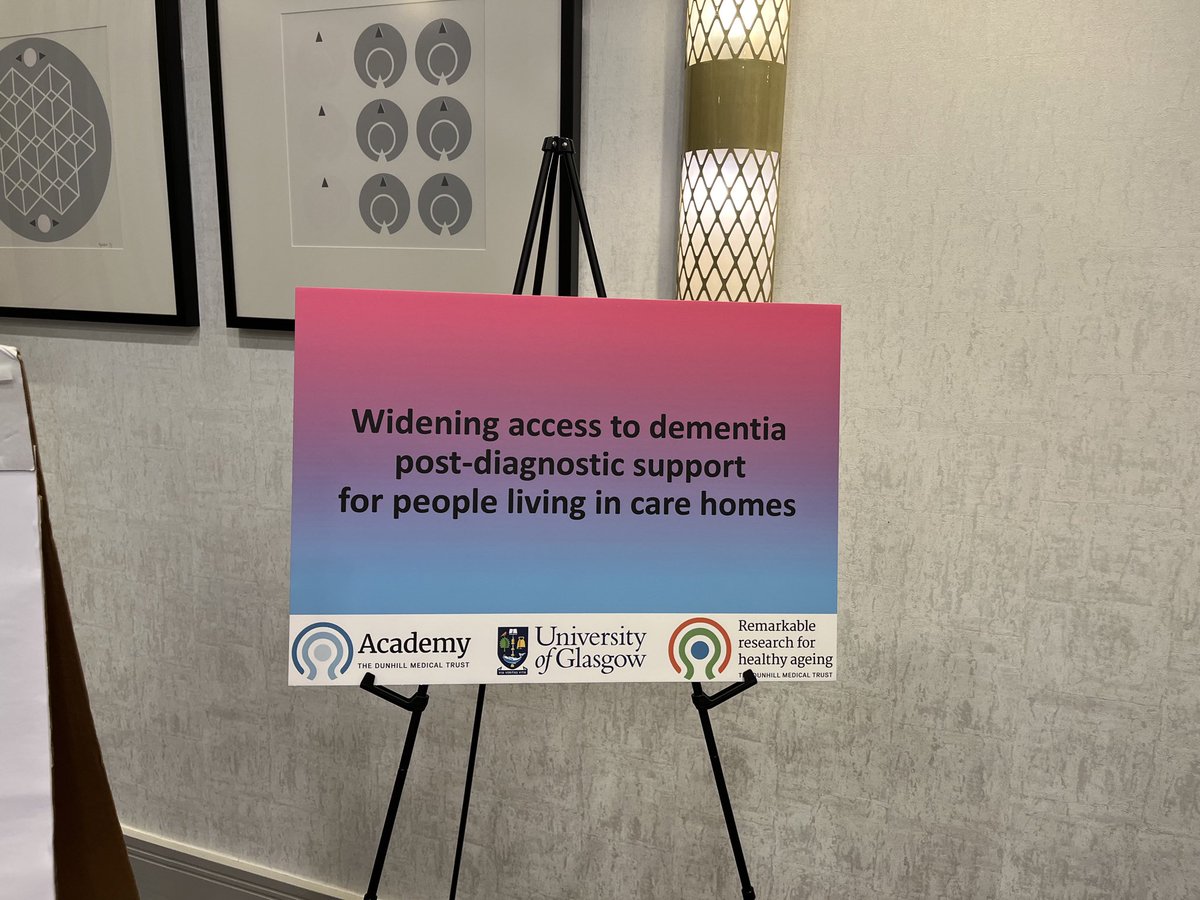 JenniKBurton's tweet photo. We’re here! Looking forward to engaging around widening access to dementia post diagnostic support for people living in #carehomes #careRevolution #stand70 #careaboutcare @UofGMVLS @UofGSCMH @DunhillMedical @EnrichScotland @scottishcare @CSO_Scotland https://t.co/NSzk9MevWu