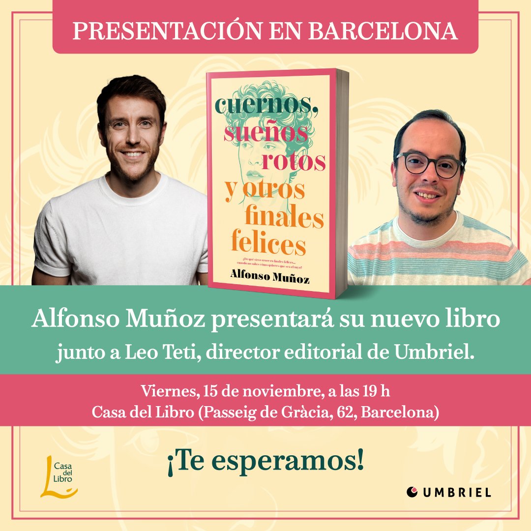 Con su 30 cumpleaños a la vista, Sergio busca recuperar su final feliz. ¿Lo logrará?🤔

¡No os perdáis #CuernosSueñosRotosYOtrosFinalesFelices de <a href="/AlfonsoMJG/">Alfonso Muñoz</a>!📖

⬇️¡Os esperamos en la presentación del libro en Barcelona!⬇️

📅15/11, a las 19 h, en <a href="/casadellibro/">Casa del Libro</a> (Pg. de Gràcia 62)
