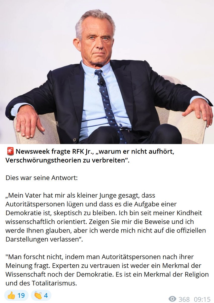 nie_impfen's tweet photo. Bobby Kennedy Jr. fordert Beweise, daß Impfungen tatsächlich nützen und schützen.

https://t.co/OIrObVma7m https://t.co/ZO0Jocsp3P