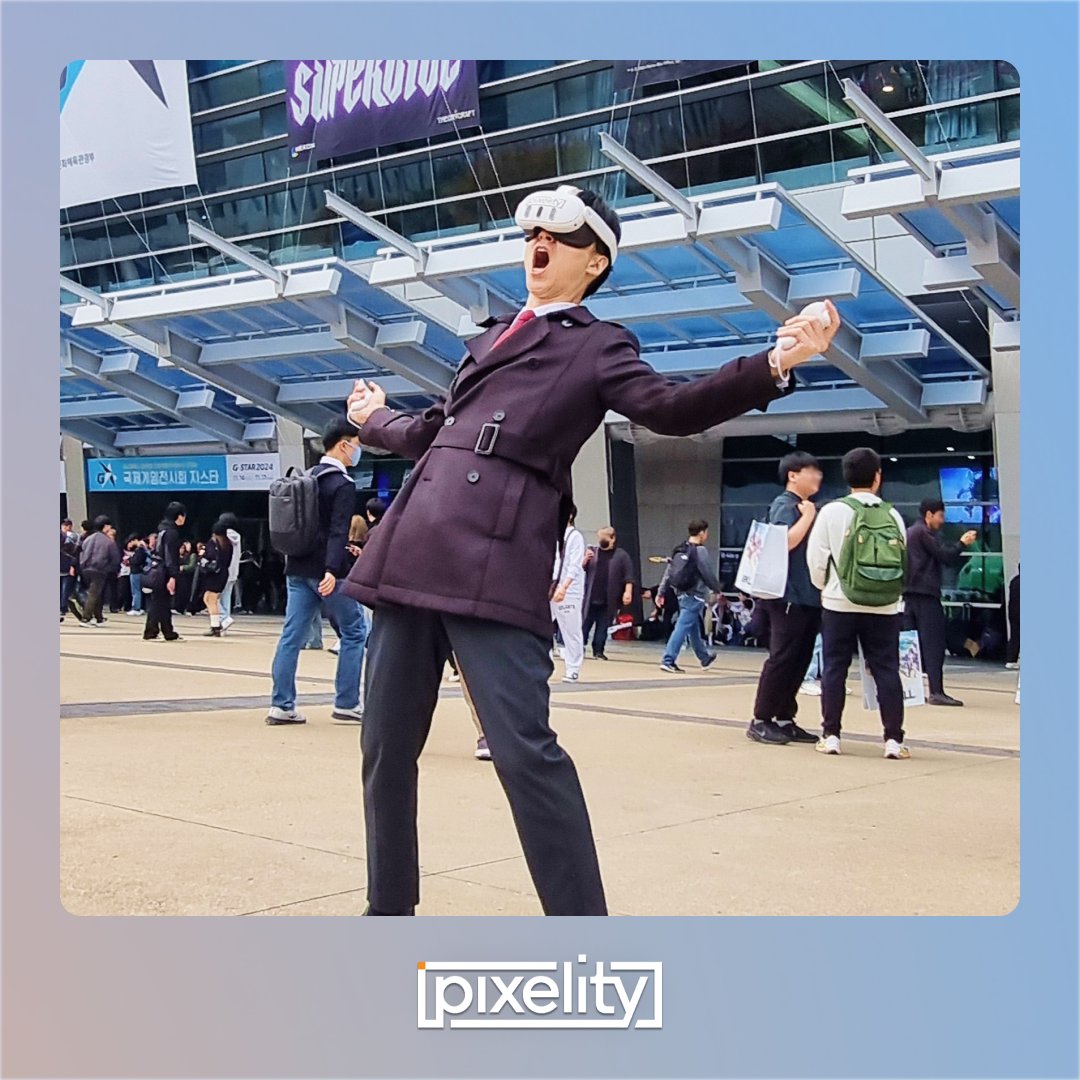 Pixelity_Inc's tweet photo. We're back at G-Star once again! 🎮✨ The Pixelity team is thrilled to be here for another amazing year!

#Pixelity #Quest #VR #XR #VRgaming #GameDev #지스타2024 #GSTAR2024 #busan #bexco https://t.co/cPEe5wW4e2