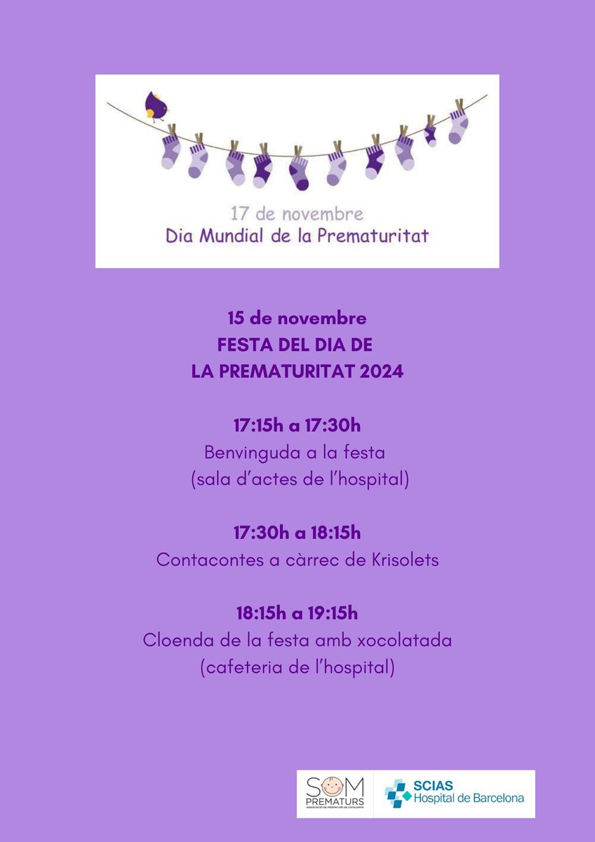 SomPrematurs's tweet photo. Families!! També estarem amb vosaltres a #HospitaldeBarcelona 👇🏼💜💜 https://t.co/O8TieT8LtP