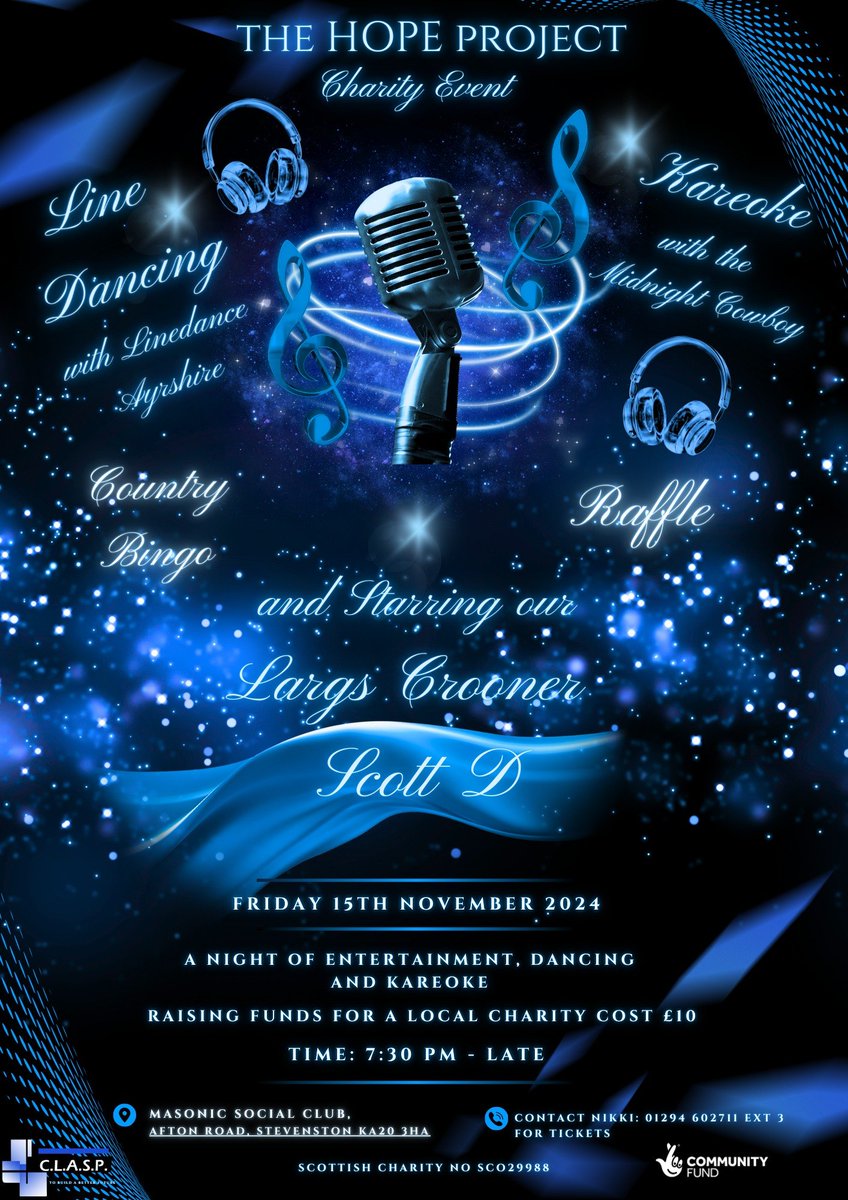 CLASP_Project's tweet image. Fun and laughter tonight with our Host dancing and music provided by Jim and his special guest Scott D the LARGS CROONER.
Please share and bring all your friends for a great night of fun and frolics.
