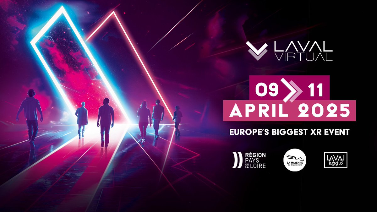 Le <a href="/LavalVirtual/">Laval Virtual</a> est dans les starting blocks 🏃‍♀️
Du 9-11 avril 2025, découvrez les tendances qui façonnent le futur de la #XR et établir des collaborations avec les pionniers de l'Immersif.
La billeterie est en Super Early Bird avec tarif réduit. Enjoy: 
lnkd.in/eJ7xBZdQ