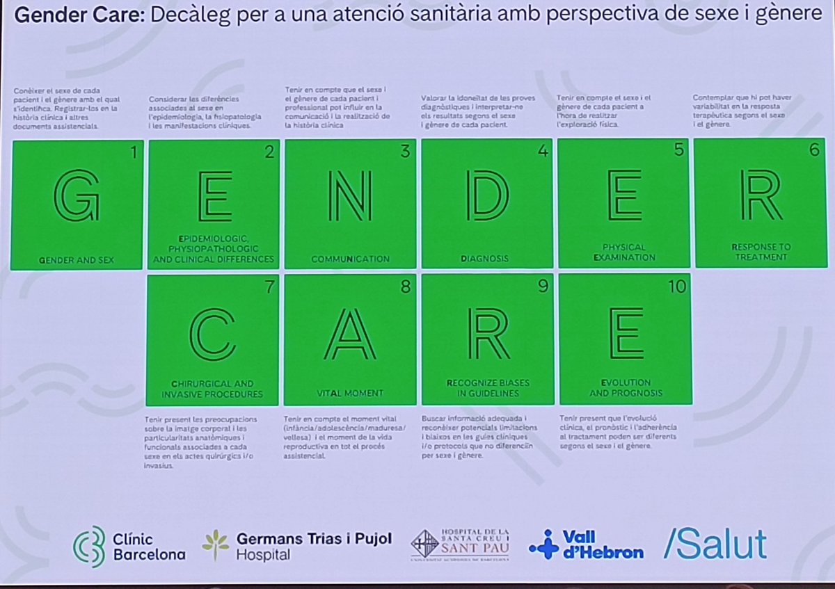 🗒️Presentación del decálogo asistencial para incorporar la perspectiva de sexo y género en nuestra pràctica clínica. 
☝🏼Para hacerlo mejor, lo primero es ser consciente (♂️≠♀️)
🥼Empecemos por incorporarlo a nuestro día a día.#saludsexegenere