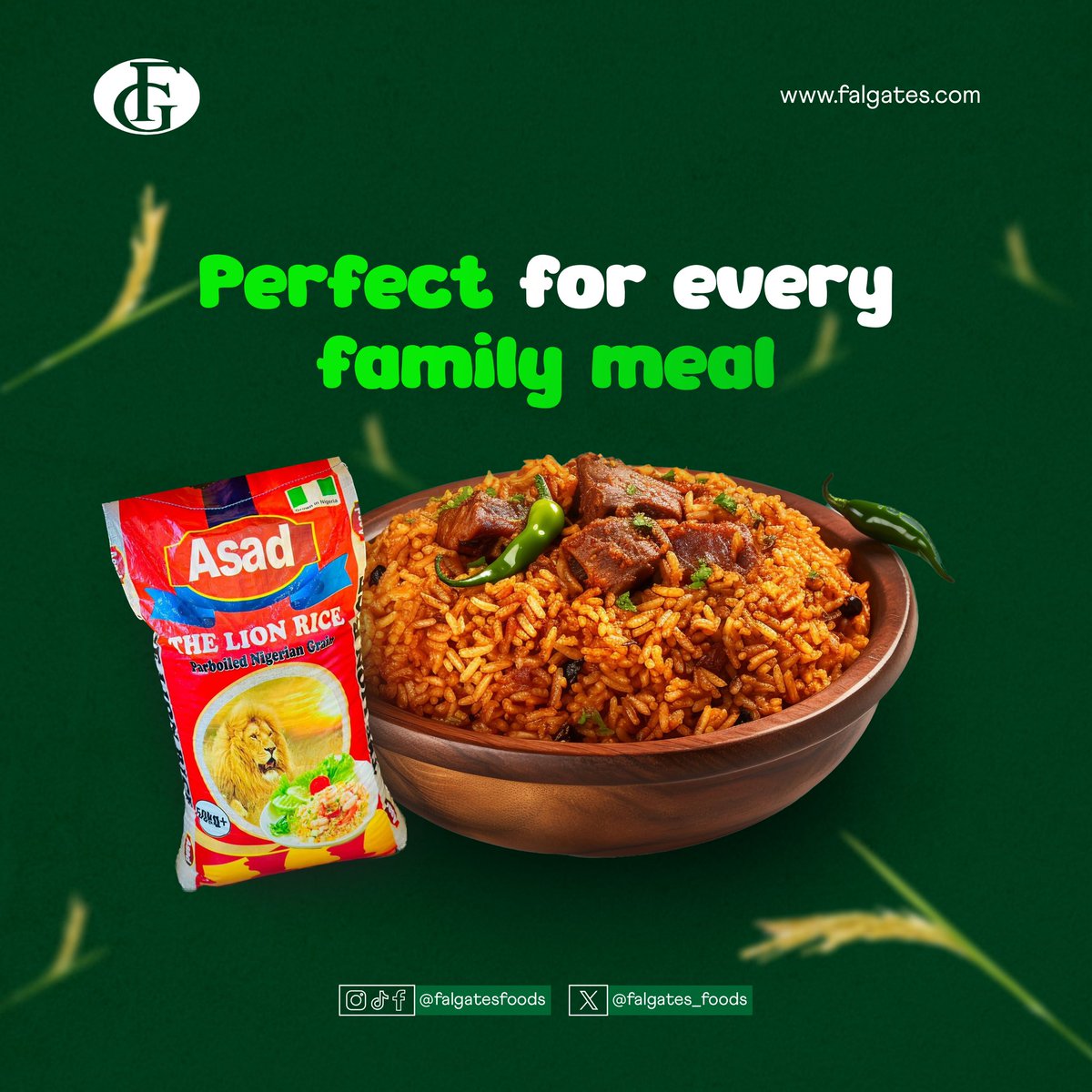 FaLGates_Foods's tweet photo. Asad The Lion Rice, known for its rich flavor and quality. Locally sourced and packed with nutrition, Asad is perfect for every family meal🌾🥳💛

#FaLGates #FaLRice #Asad #Zowabia #Nigerian #Nigerianrice #Madeinnigeria
#BuyNigerianTogrowTheNaira https://t.co/KdnqICVJs1