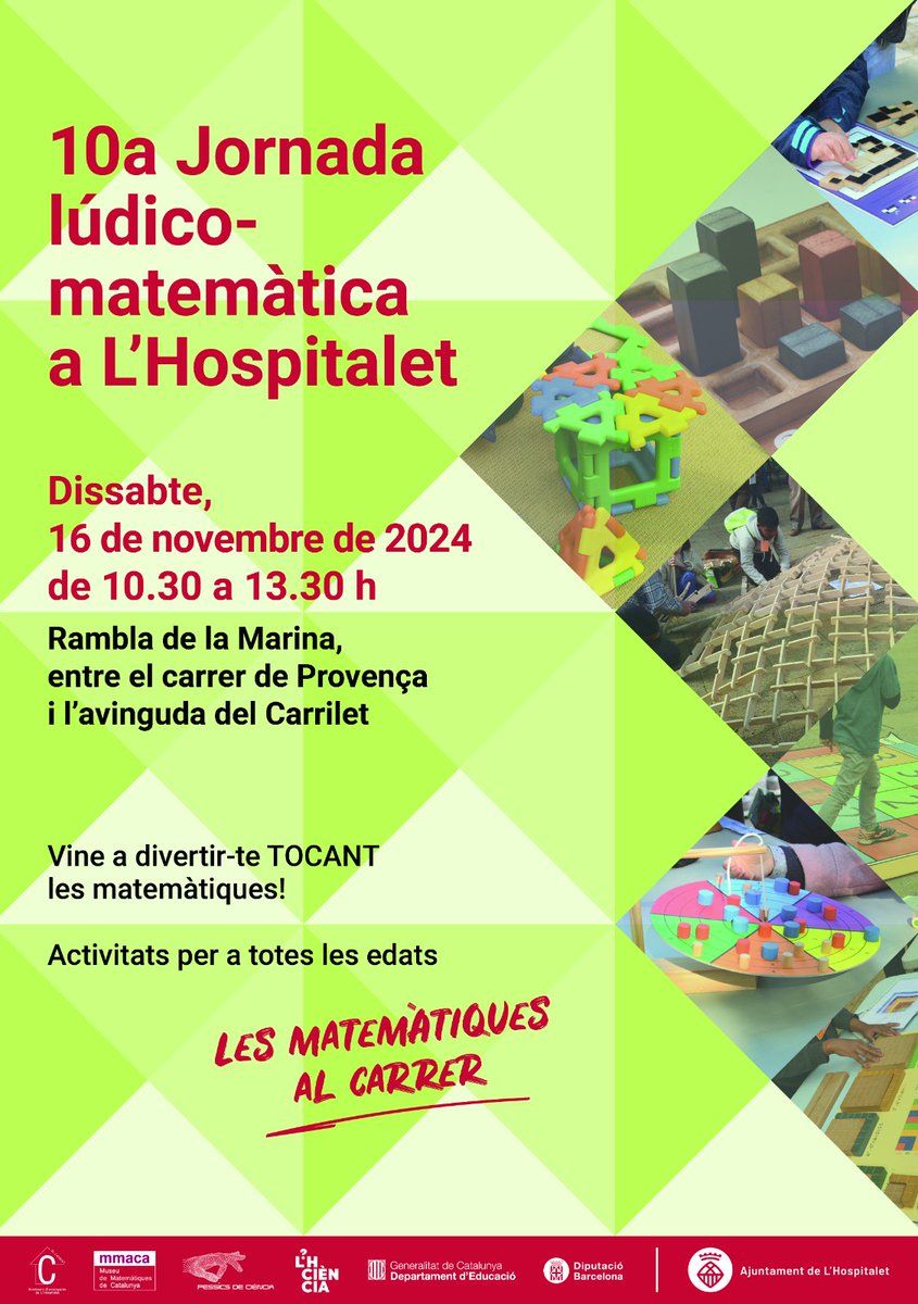 querojo2's tweet photo. Demà dissabte 16 de novembre tornaran les Matemàtiques al carrer ! de 10.30 a 13.30h a la Rambla Marina davant de Ca n'Arús de l'Hospitalet de Llobregat !!! https://t.co/MFT7nAhP9n