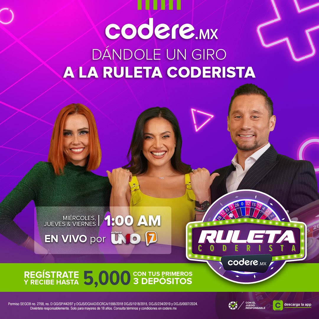AztecaSiete's tweet photo. Hoy conoceremos a los otros dos Gamers participantes, la emoción crece cada día en la #RuletaCoderista. 🎲 No te pierdas la transmisión en Azteca UNO y descubre cómo estos gamers viven la experiencia Codere en #DeGamerAGOAT. @CodereMX https://t.co/capdedvK33 https://t.co/Rm250oSeSb