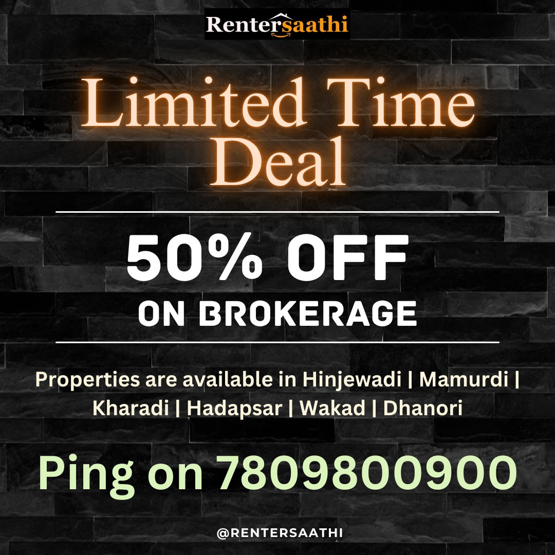 Rentersaathi's tweet photo. Are you searching for a flat in Pune?

Contact Us Now, at 7809800900

50% off on brokerage...

@X #flats #flatsinpune #pune #2bhk #furnishedflats #unfurnishedflats #gatedsociety #location #hinjewadi #hinjewadiflats #flatsforrent #rent #rentedapartment #apartment #limitedtimedeal https://t.co/j8oolgz3cQ
