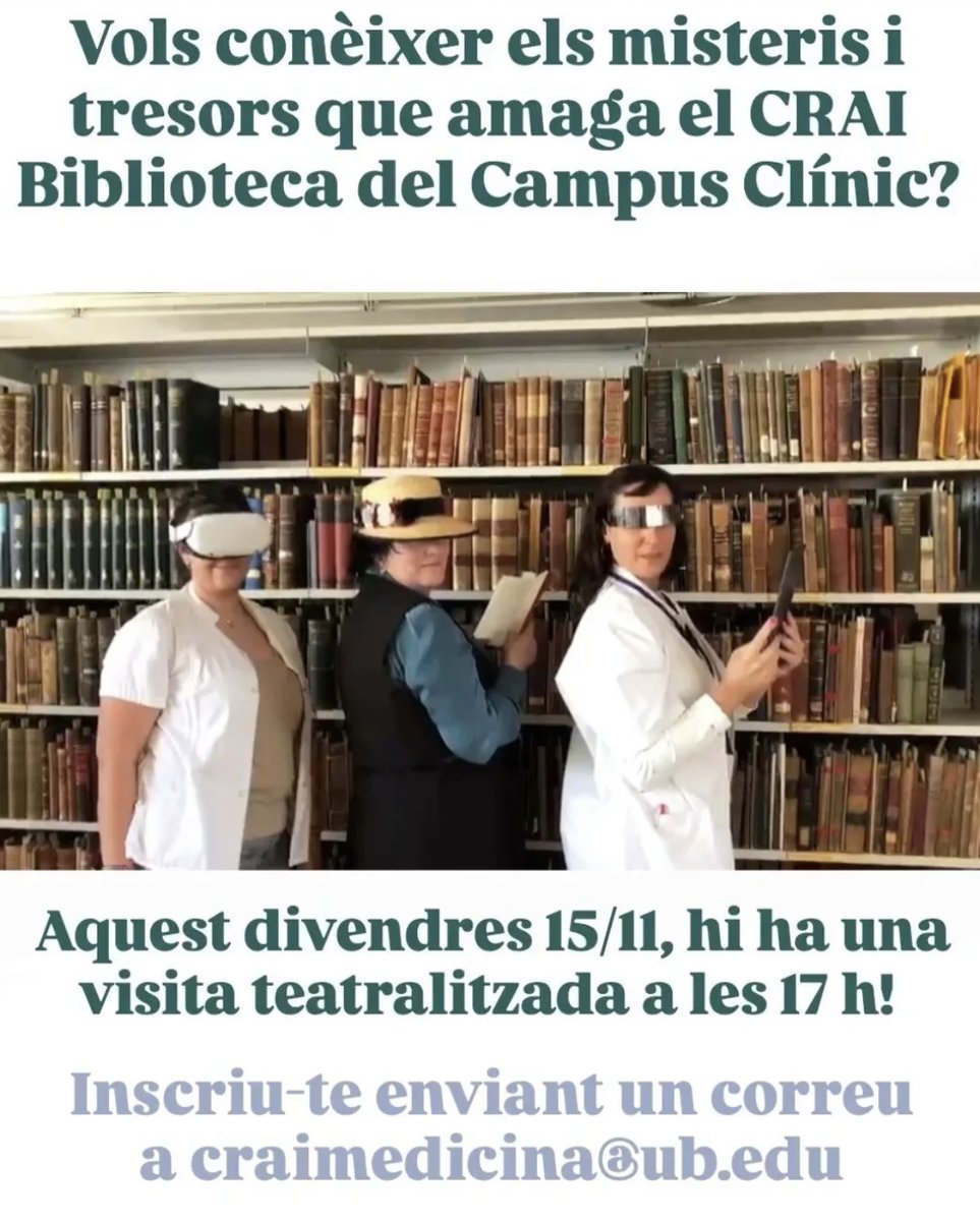 CRAI Campus Clínic (@craiclinic) on Twitter photo 📢Encara sou a temps d'apuntar-vos a la visita del <a href="/CRAIClinic/">CRAI Campus Clínic</a>!
📩Envieu un correu a craimedicina@ub.edu
🔔Queden poques places! 📢Encara sou a temps d'apuntar-vos a la visita del <a href="/CRAIClinic/">CRAI Campus Clínic</a>!
📩Envieu un correu a craimedicina@ub.edu
🔔Queden poques places!