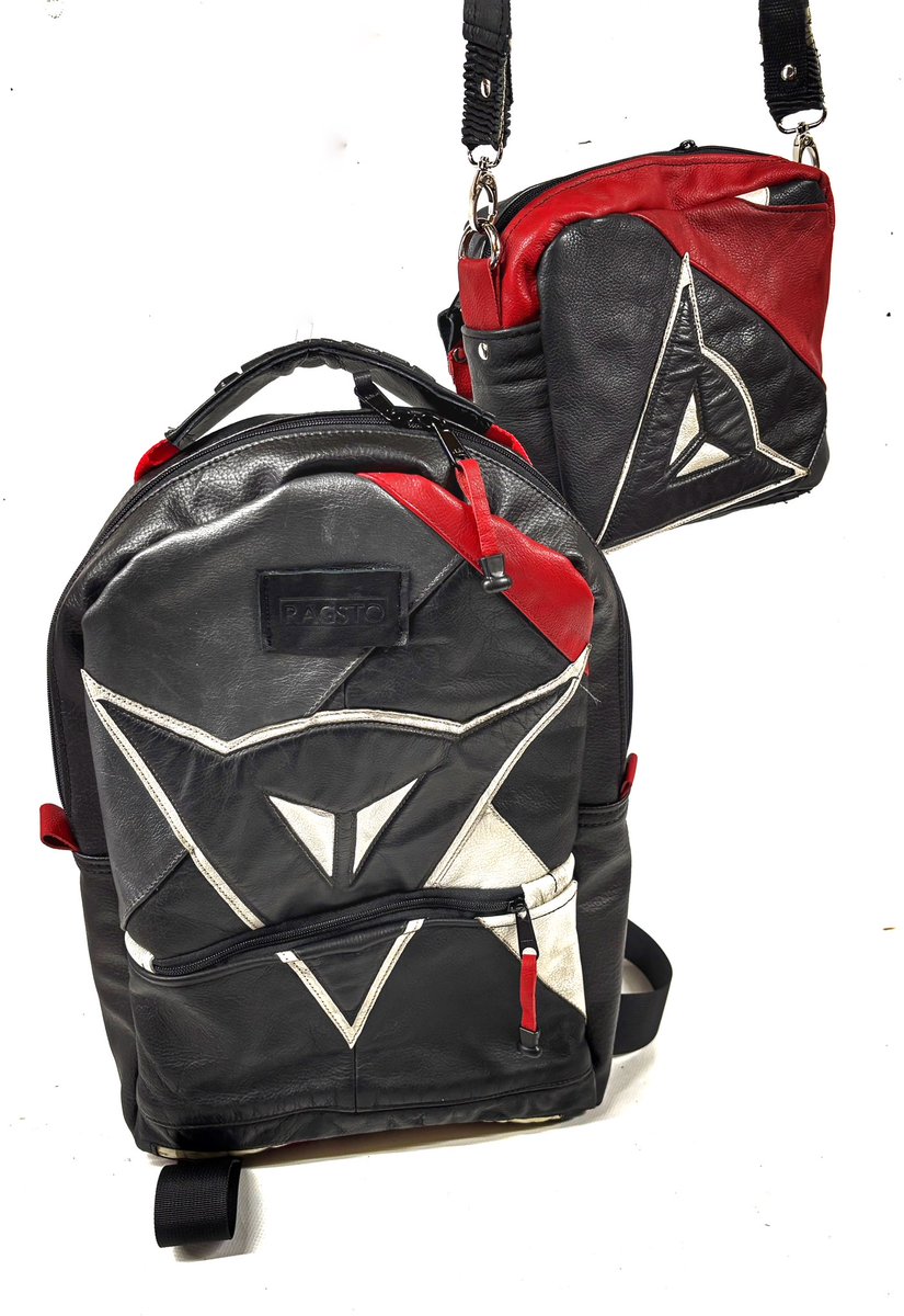 theneilwragg's tweet photo. A beloved fatherโs old motorcycle leathers. Now a backpack and a shoulder bag for his son and daughter. https://t.co/qlK34SCg1E #awardwinning #tv #bagmaker https://t.co/4QoKS6tOOH