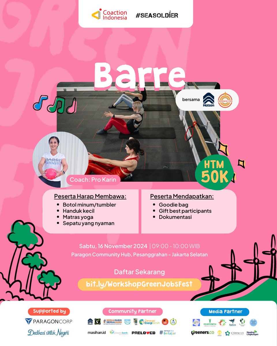 warriorscleanup's tweet photo. 👋 Haloo teman-teman~
Sabtu malam Minggu pada kemana nih?
Ikuti keseruan workshop di Green Jobs Fest Jakarta yuk!
Festival ini bertujuan untuk memperkenalkan peluang karier di sektor ramah lingkungan dan keberlanjutan. https://t.co/lQhPCdhzbF
