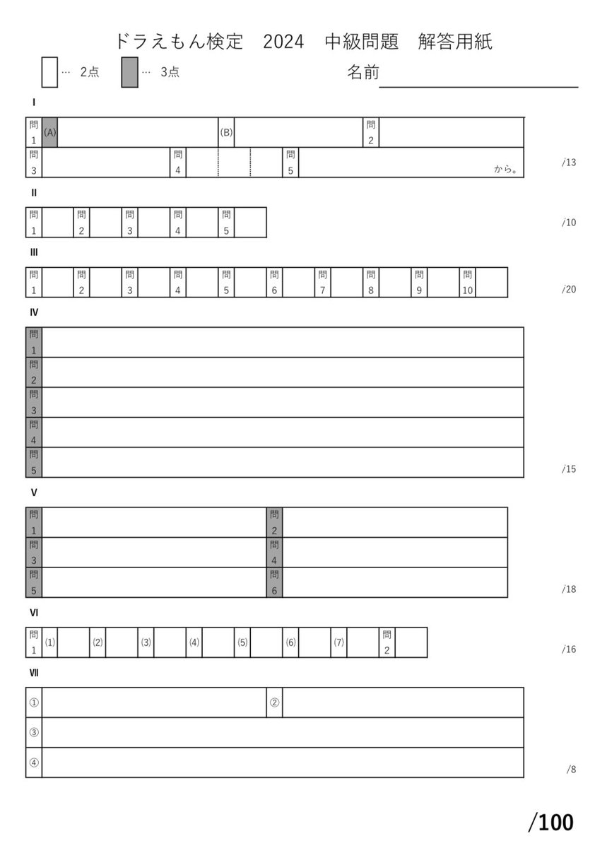 早稲田大学文学学術院試験答案用紙 中級の解答用紙と模範解答です！