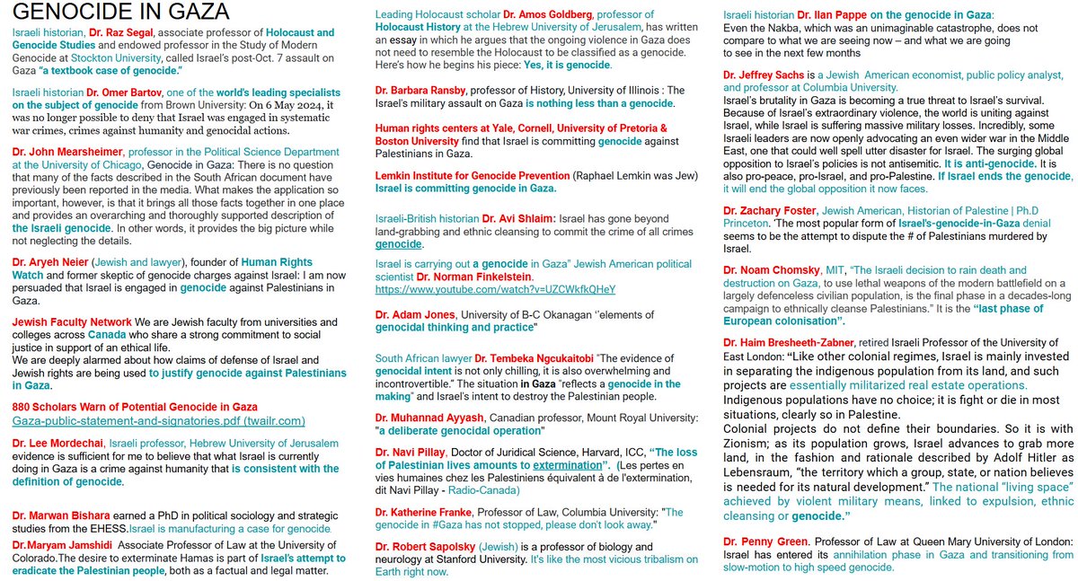 automne (@jepresume) on Twitter photo <a href="/yipengGe/">Yipeng Ge 葛义朋</a> <a href="/TristinHopper/">Tristin Hopper</a>
Pure magic for you! Over 900 scholars affirming the genocide in Gaza, many of whom are Jewish and/or Israeli. <a href="/yipengGe/">Yipeng Ge 葛义朋</a> <a href="/TristinHopper/">Tristin Hopper</a>
Pure magic for you! Over 900 scholars affirming the genocide in Gaza, many of whom are Jewish and/or Israeli.