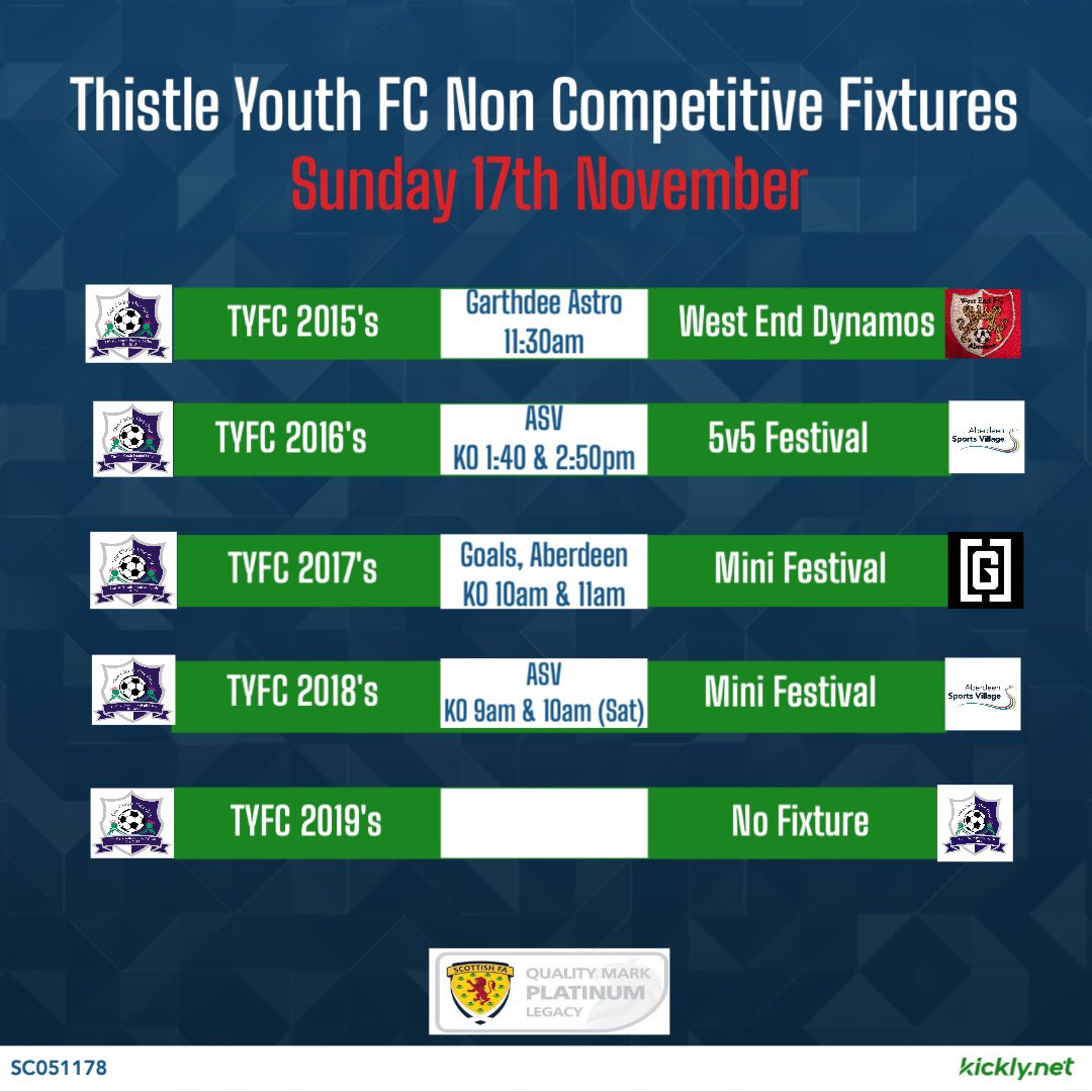 This weekend’s fixtures ⚽️⚽️⚽️

#thistlefixtures #comeonthistle