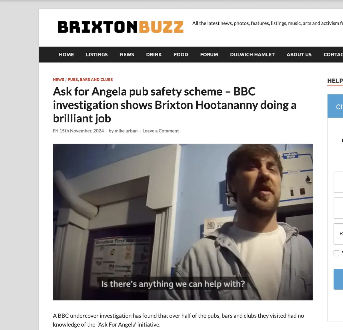 Undercover investigations aren't just bad news. Huge congratulations to <a href="/HootanannyBrix/">Hootananny Brixton</a> one of few pubs and bars that did things brilliantly in our secret recording exposing huge failures in #askforangela
brixtonbuzz.com/2024/11/ask-fo…