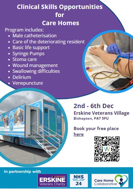 NHSGGC - Care Home Collaborative (@nhsggcchc) on Twitter photo In partnership with <a href="/NHS24/">NHS 24</a> <a href="/dtbarron/">Derek T Barron RMN FQNIS 🏴</a> the <a href="/CSMEN1/">NES Clinical Skills Managed Educational Network</a> Bus is coming to Erskine in December. This is an fantastic opportunity for #carehome staff from across GGC to book in for clinical skills training. Book through QR code or use this link link.webropolsurveys.com/EventParticipa… In partnership with <a href="/NHS24/">NHS 24</a> <a href="/dtbarron/">Derek T Barron RMN FQNIS 🏴</a> the <a href="/CSMEN1/">NES Clinical Skills Managed Educational Network</a> Bus is coming to Erskine in December. This is an fantastic opportunity for #carehome staff from across GGC to book in for clinical skills training. Book through QR code or use this link link.webropolsurveys.com/EventParticipa…