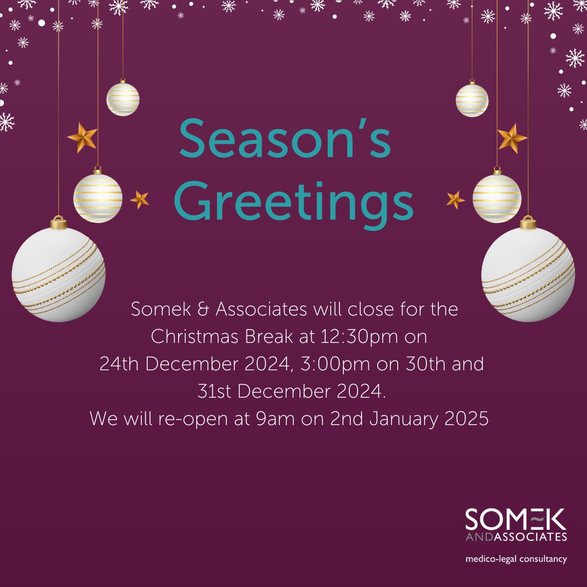 Somek&Associates (@somekassociates) on Twitter photo Merry Christmas Everyone!
It's BAU for a while yet, but here are our office hours over the christmas period <a href="/SomekAssociates/">Somek&Associates</a>. Thank you to everyone that has engaged with us on X this year; to our clients, our experts and our HQ team. Have a good one! #OfficeHours #Christmas Merry Christmas Everyone!
It's BAU for a while yet, but here are our office hours over the christmas period <a href="/SomekAssociates/">Somek&Associates</a>. Thank you to everyone that has engaged with us on X this year; to our clients, our experts and our HQ team. Have a good one! #OfficeHours #Christmas
