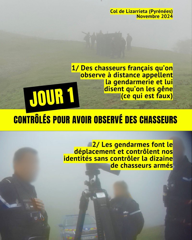 RigauxNature's tweet photo. Pourquoi sommes-nous contrôlés à répétition par la gendarmerie tandis que ne sont pas contrôlées ces personnes armées qui boivent de l’alcool, tirent dans le brouillard et nous agressent ? https://t.co/ZlR3R7fL9e