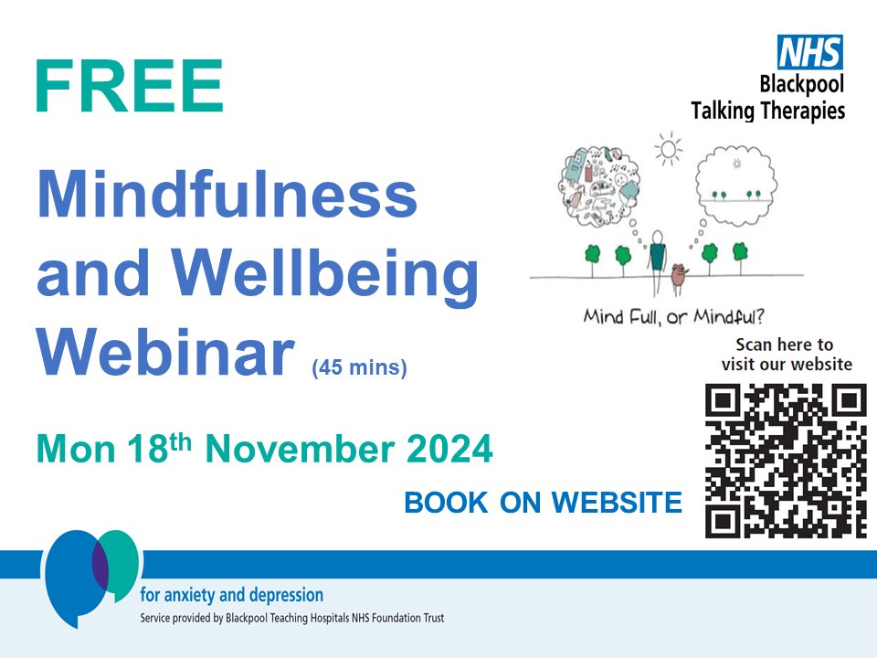 tt_blackpool's tweet photo. Next week is Self Care Week - get off to a great start by joining our Mindfulness &amp; Wellbeing webinar.  This 45 minute webinar will help you live in the present.  
Call 01253 955700 (Mon - Fri 9am - 5pm)  or visit our website to book. https://t.co/hH1FHxX43O